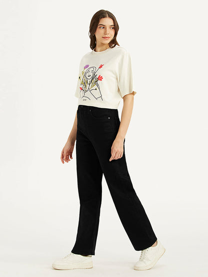 Black straight fit denim