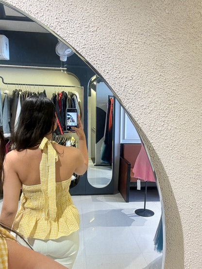 Gingham Bow Halter Neck Top