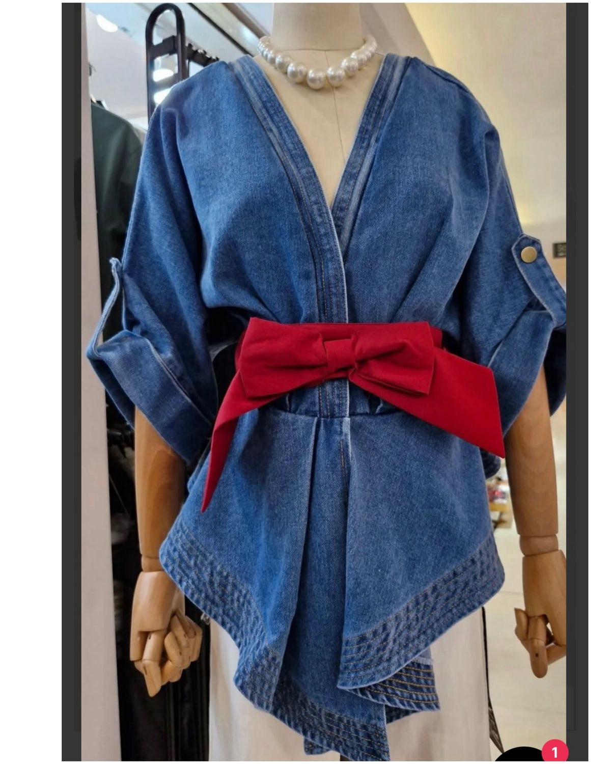 Denim Bow Top