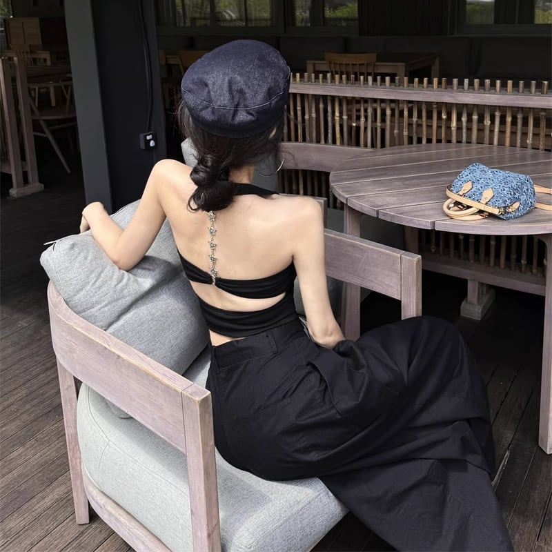 Backless designer padded tank top