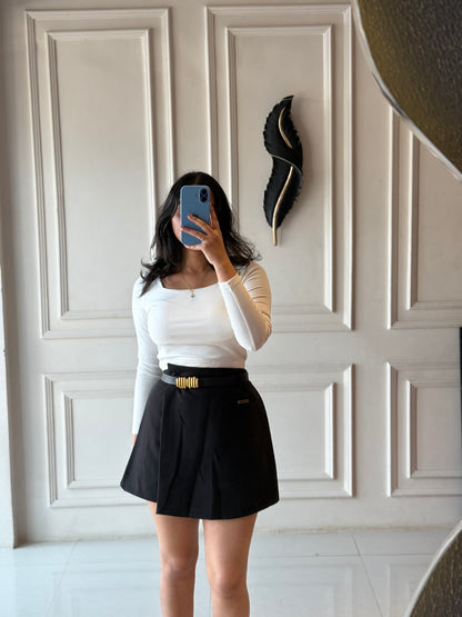 Belted Black Skort