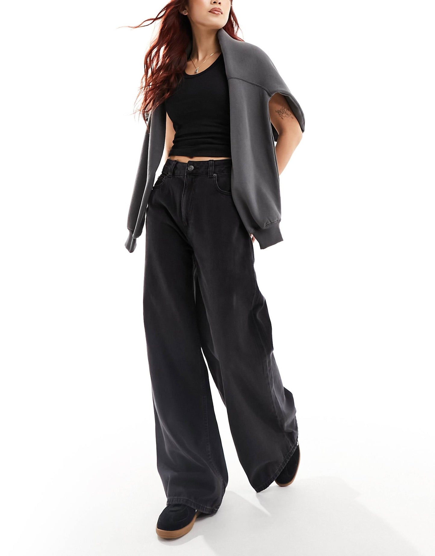 Asos Charcoal baggy Wide Leg denim