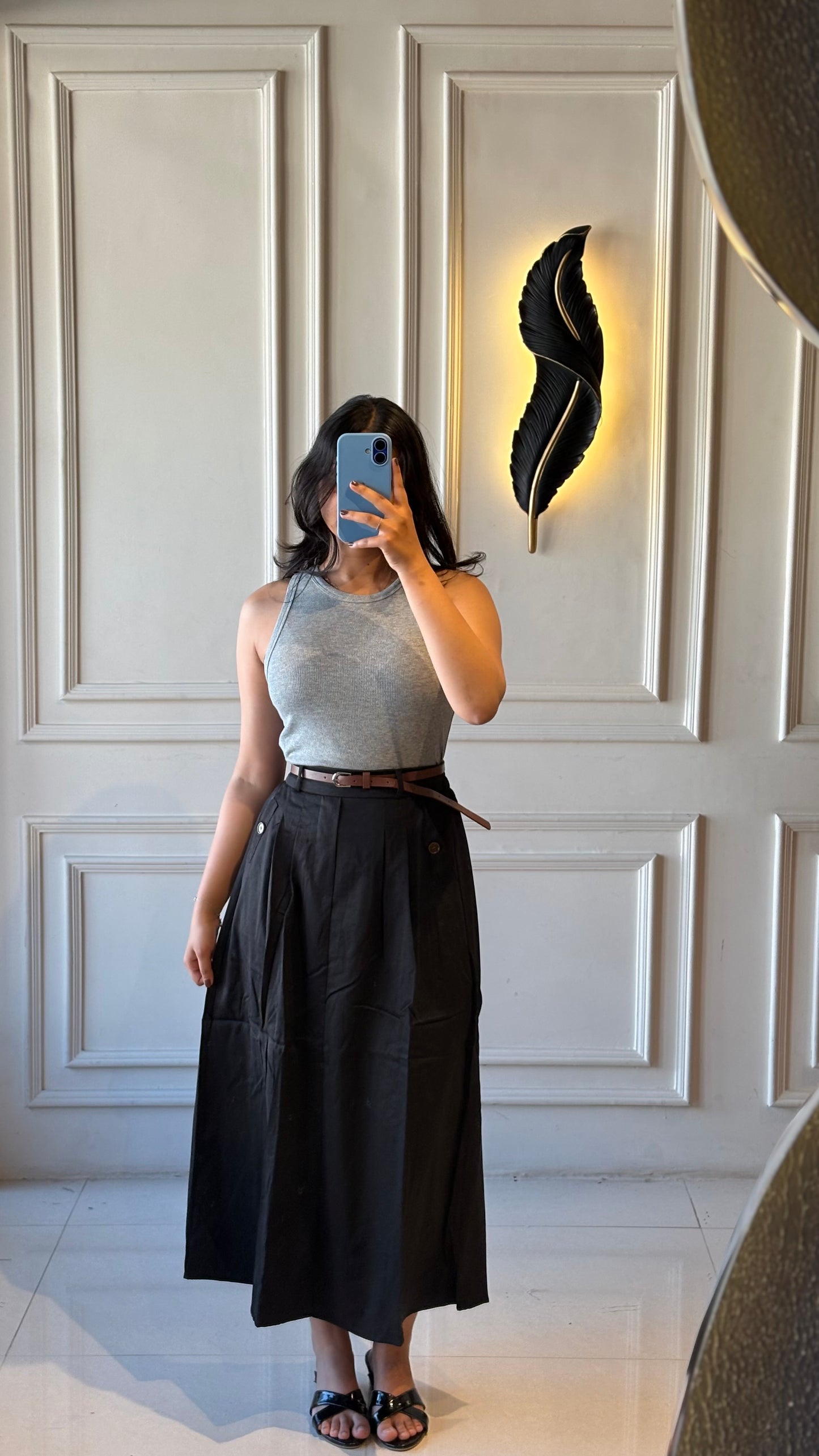 Belted long Skirt