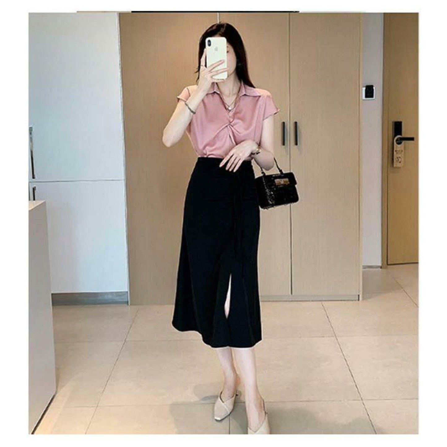 Chic Half Sleeves Satin Shirt