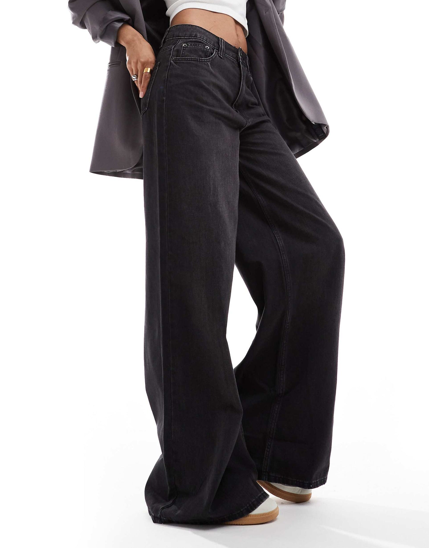 Charcoal baggy Wide Leg denim