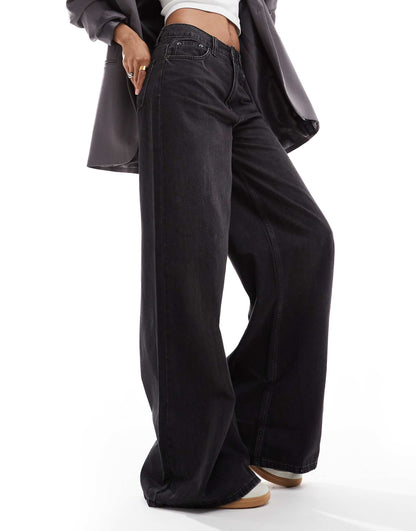 Charcoal baggy Wide Leg denim