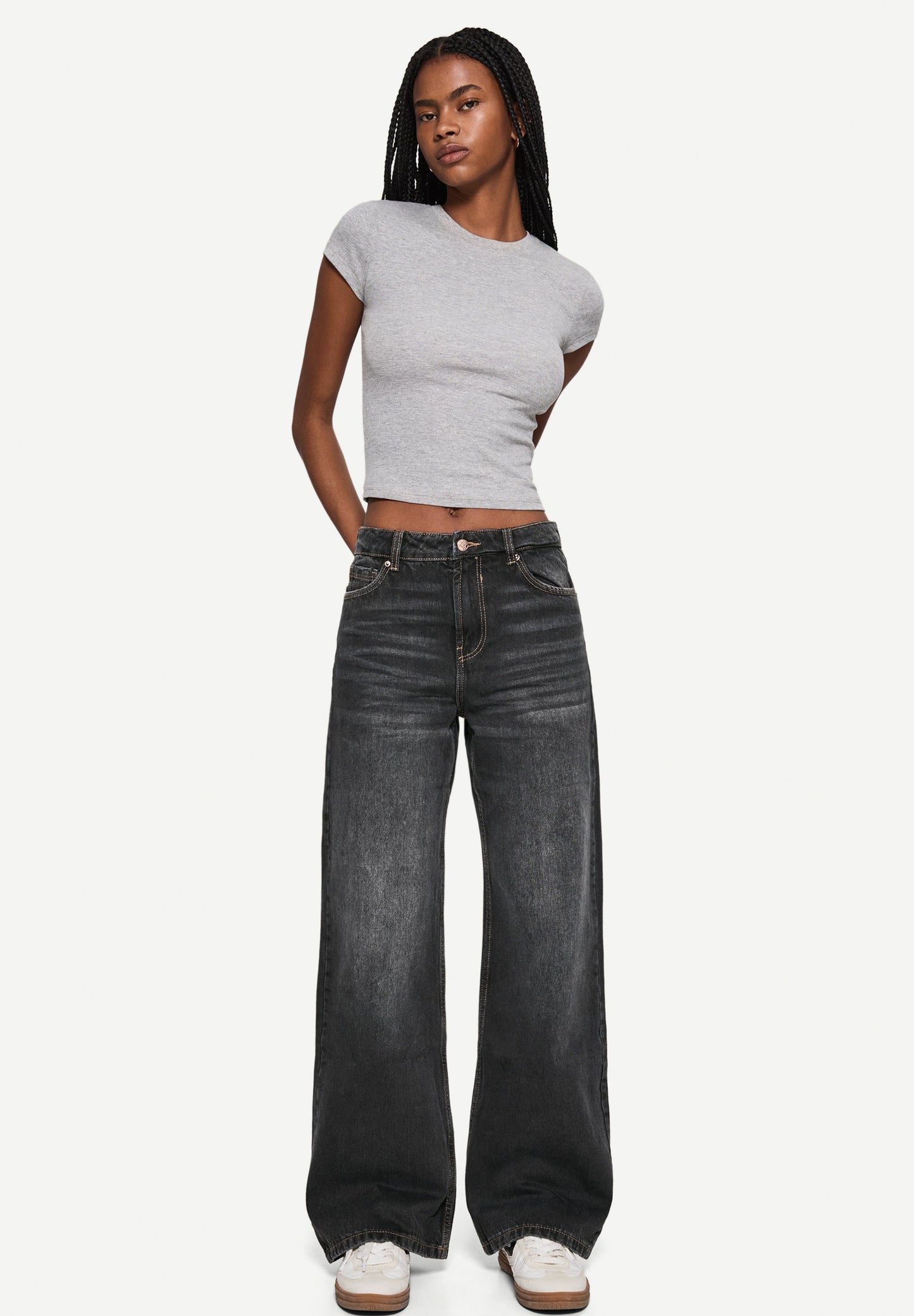 Bershka charcoal loose straight fit