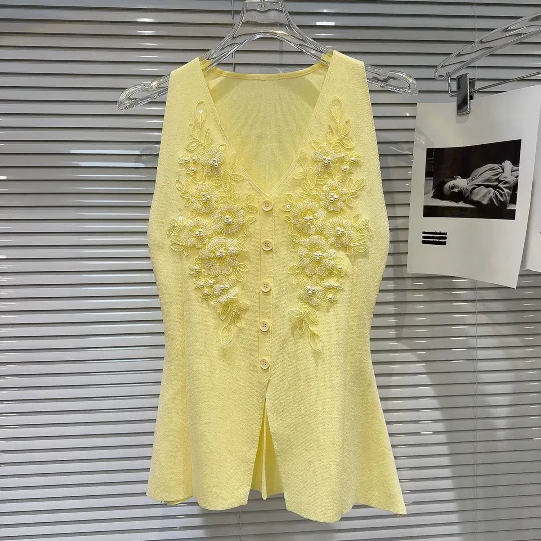 Embroidery premium vest top