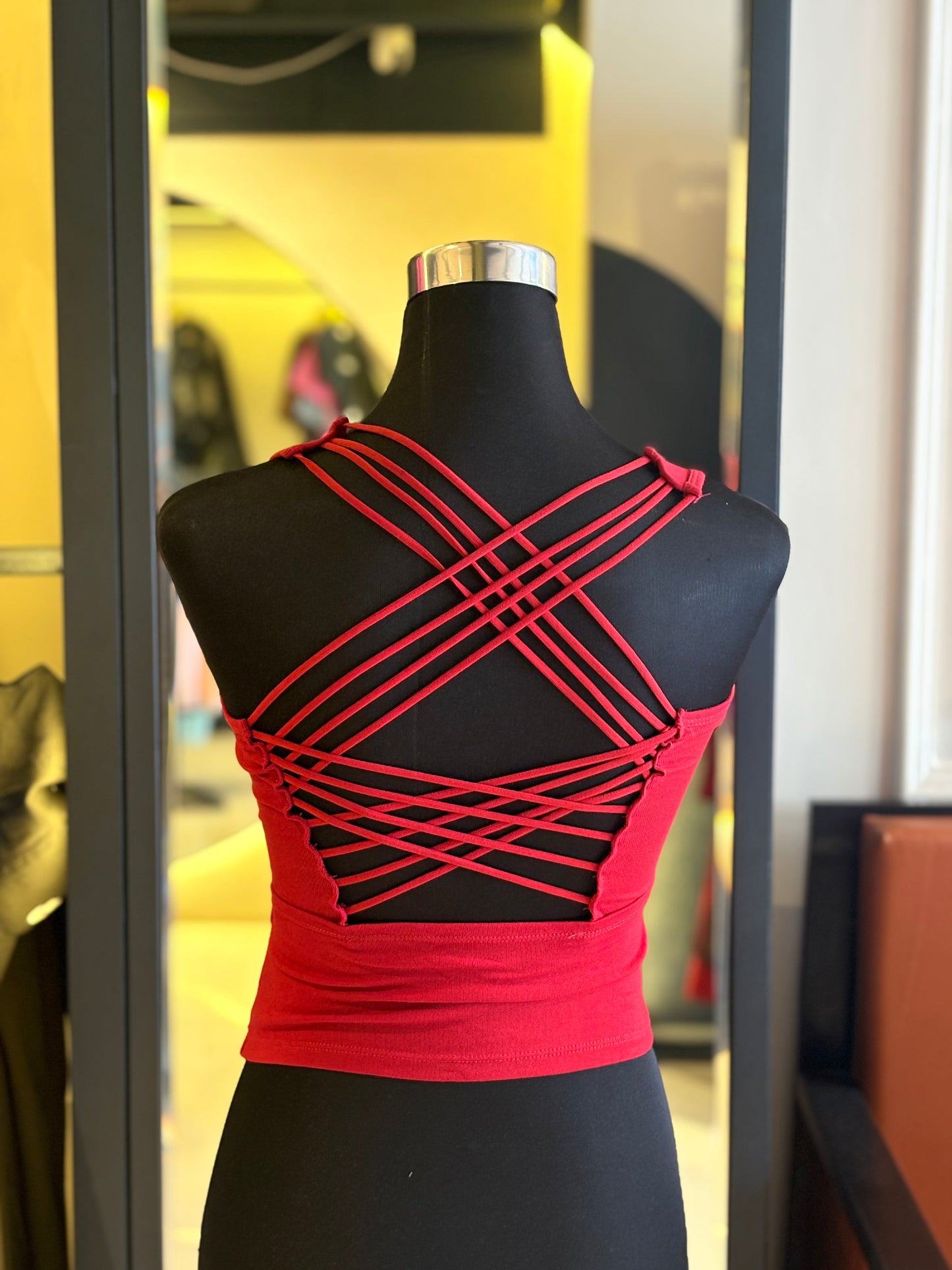 Paded Cross Backless Tank Top