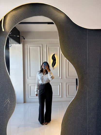 Belted Straight Fit Formal Trouser