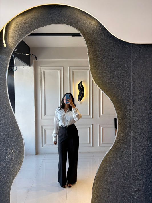 Belted Straight Fit Formal Trouser