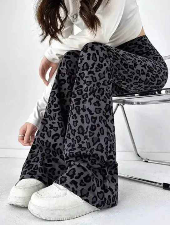 Leopard Print Flared Pants