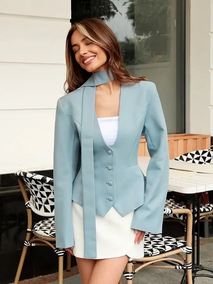 Tie-Neck Blazer