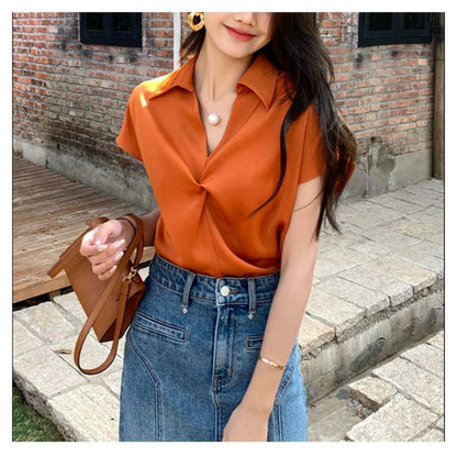 Chic Half Sleeves Satin Shirt