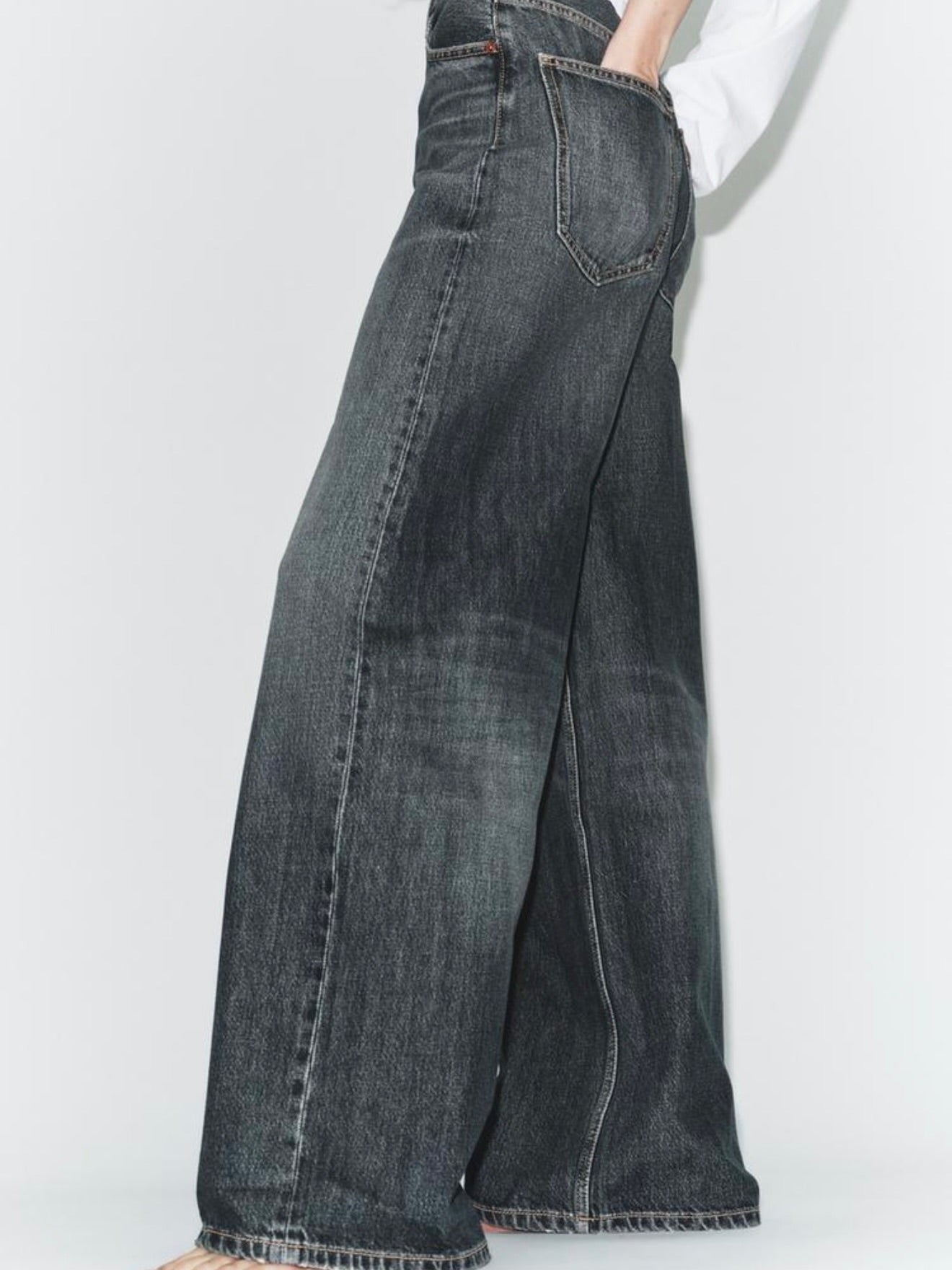 Vintage dark whisker wash denim
