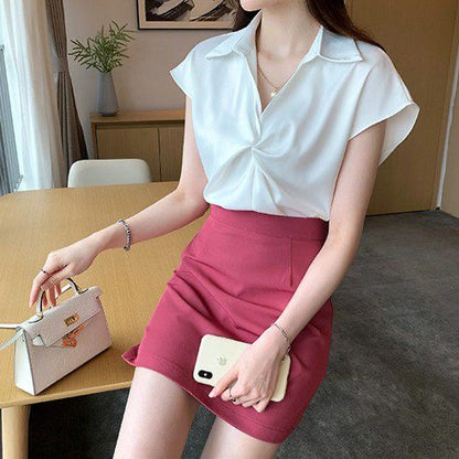 Chic Half Sleeves Satin Shirt