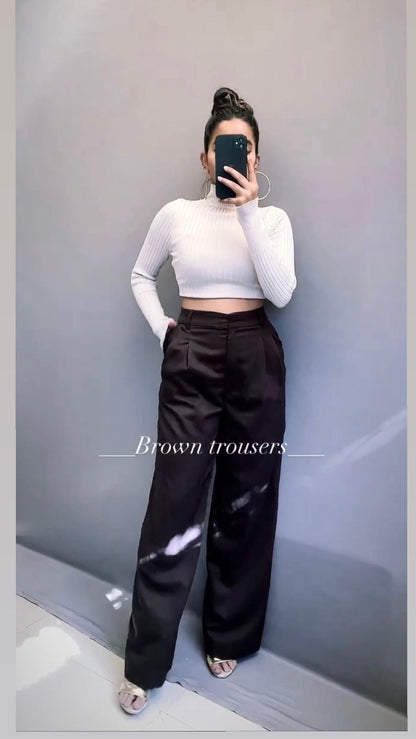 Brown korean straight trouser