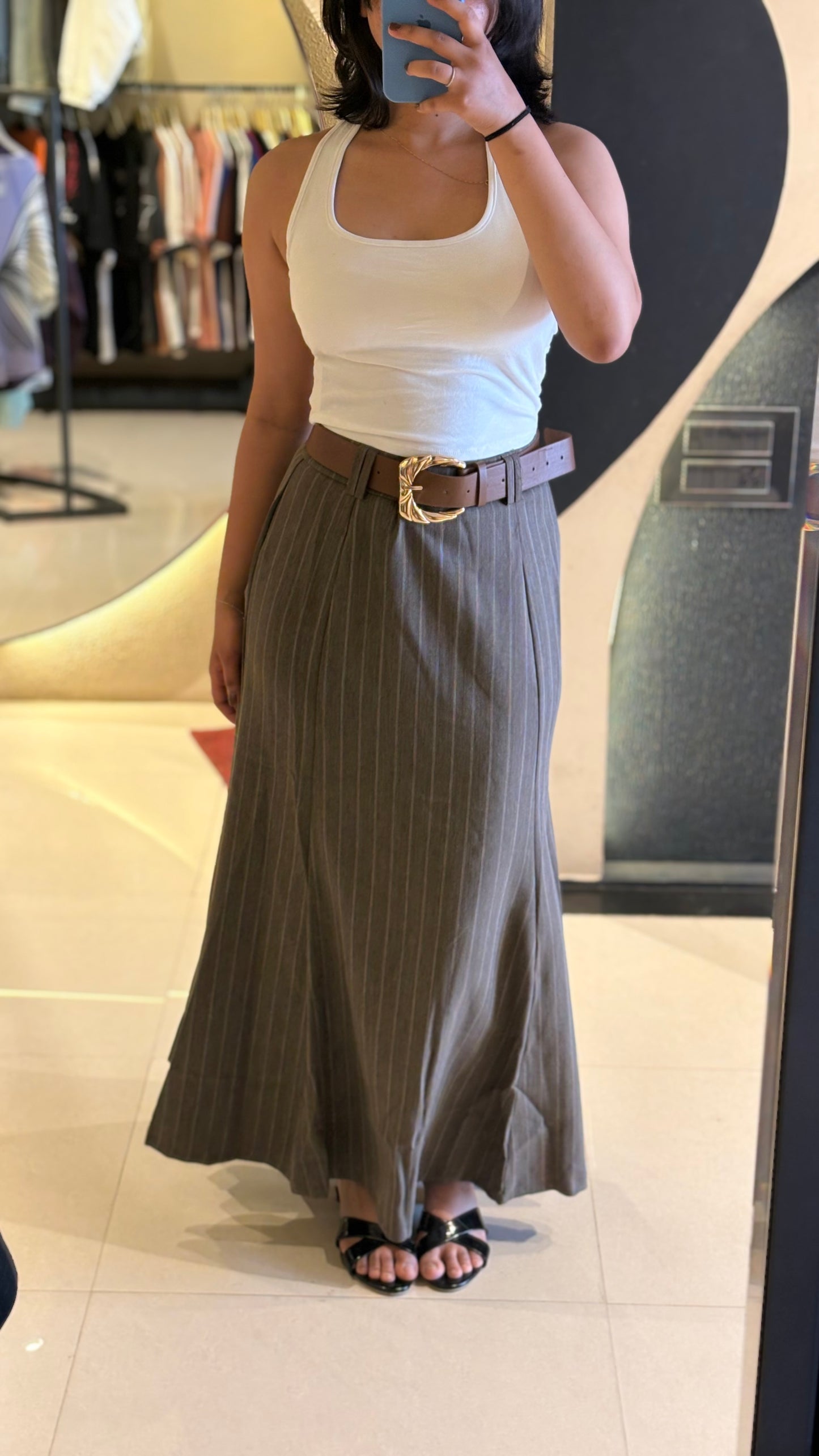 Pinstripe Maxi Skirt