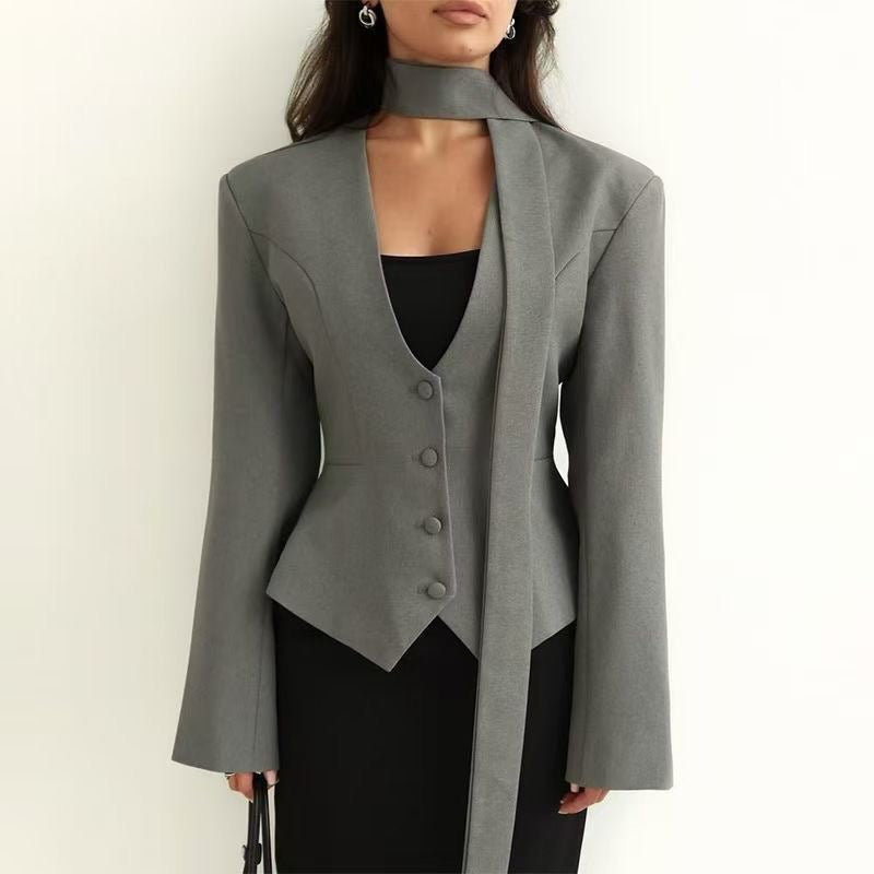 Tie-Neck Blazer