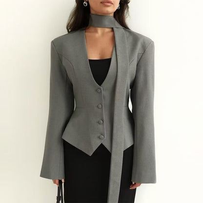 Tie-Neck Blazer