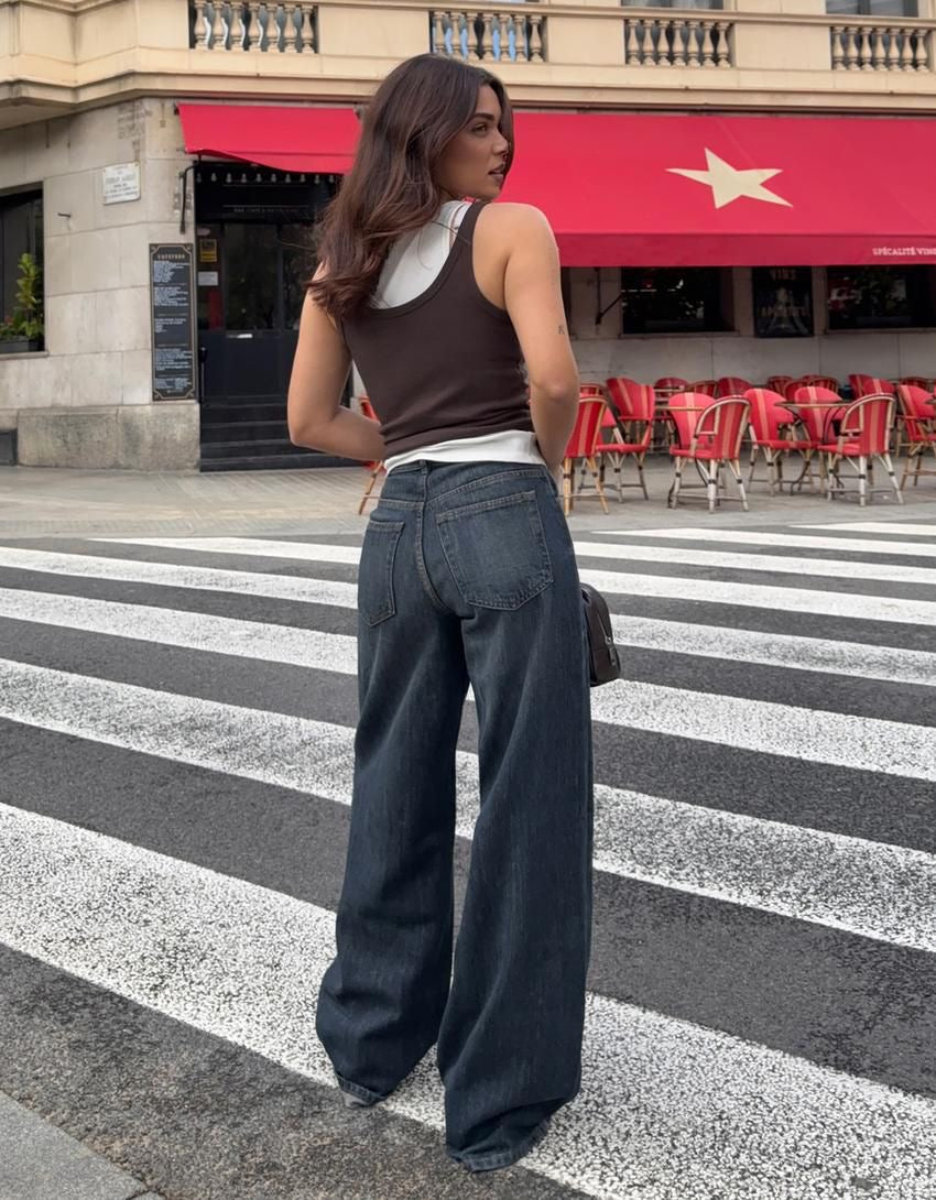 Cross Waisted Wide Leg Denim