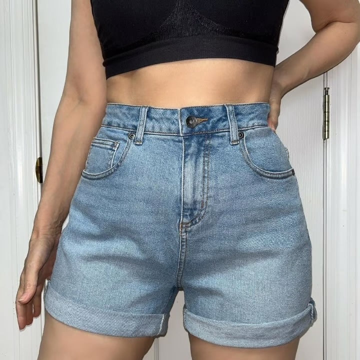HM blue high waisted shorts