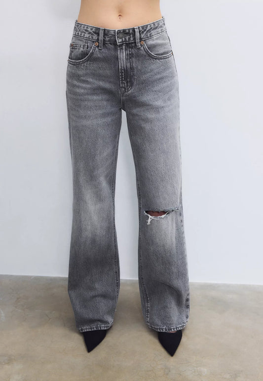 Grey single cut straight fit