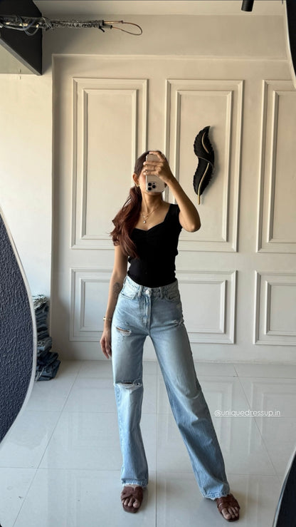 HM single kneecut denim