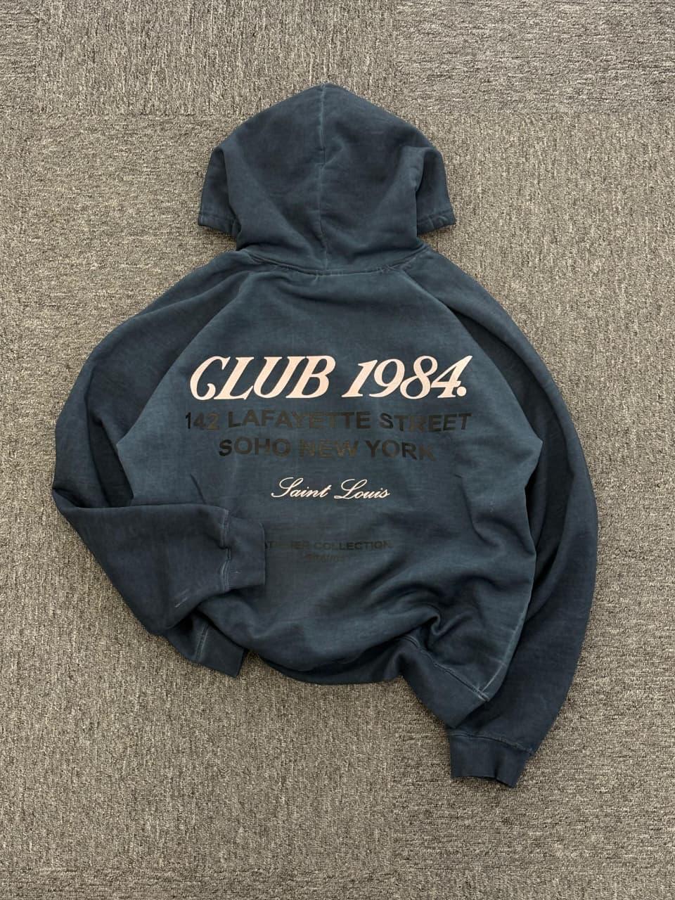 Blue acid wash unisex hoodie