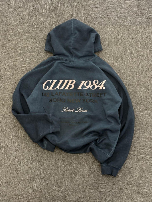 Blue acid wash unisex hoodie