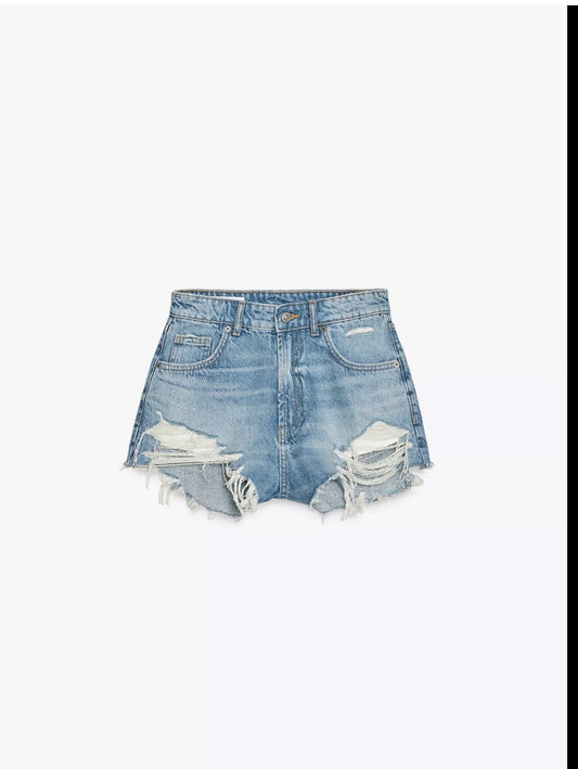 Z@ra ripped mini shorts