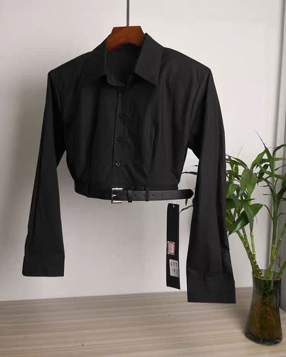 Belted Cropped Shirt