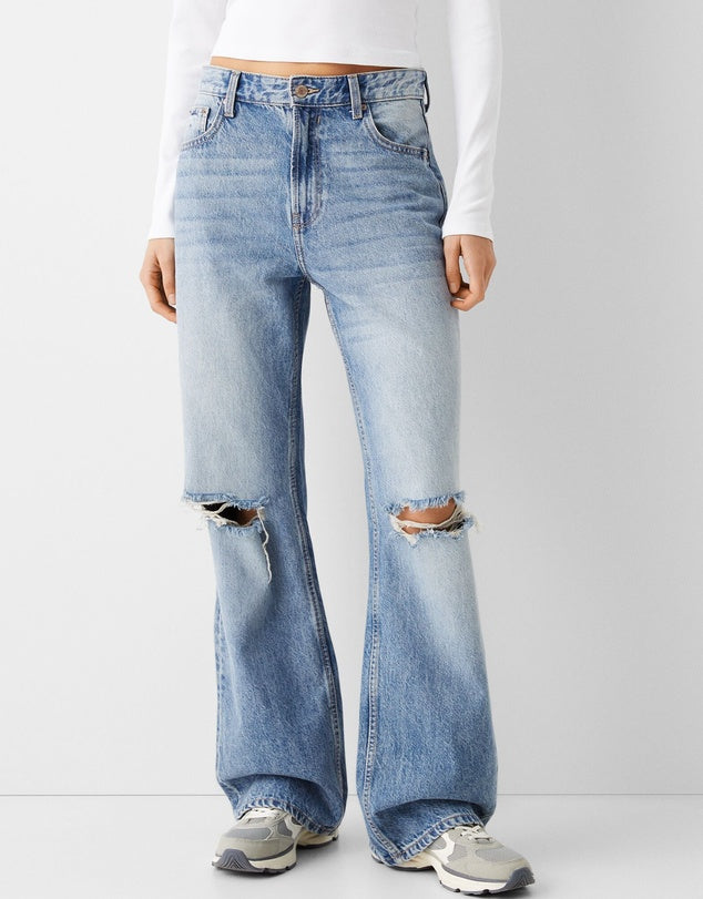 Bershk@ high waist Ripped Denim