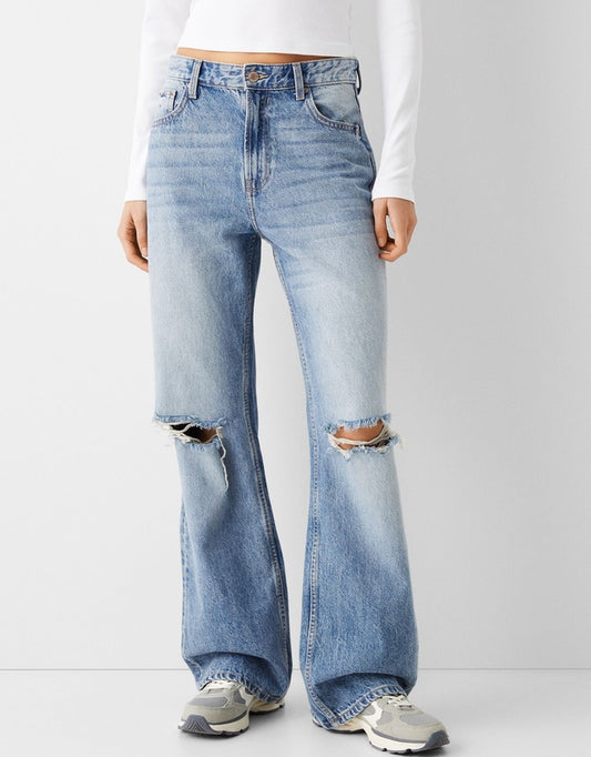 Bershk@ high waist Ripped Denim
