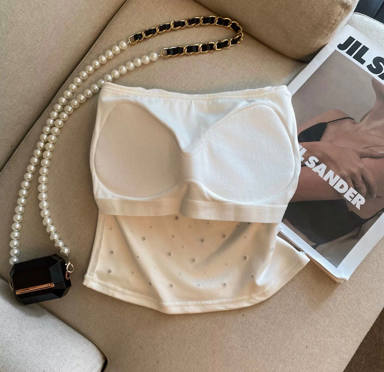 Padded Sequin Tube Top