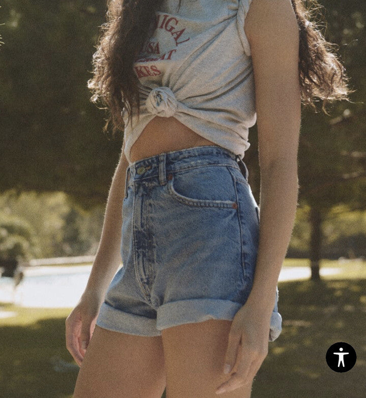 Z@ra light blue high waisted shorts