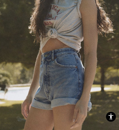 Z@ra light blue high waisted shorts