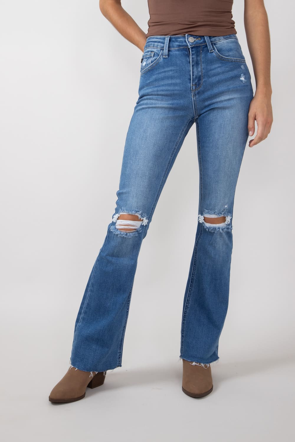 High Waisted Ripped Denim