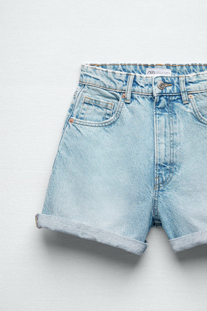Z@ra light blue high waisted shorts