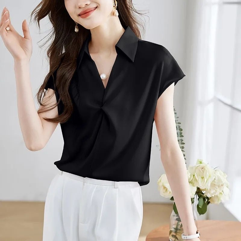 Chic Half Sleeves Satin Shirt