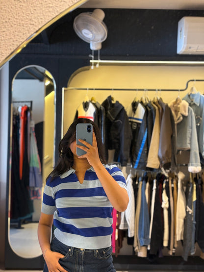 Stripped Blue Crop Top