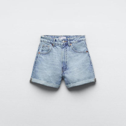 Z@ra light blue high waisted shorts