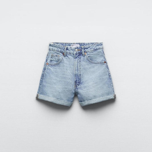 Z@ra light blue high waisted shorts