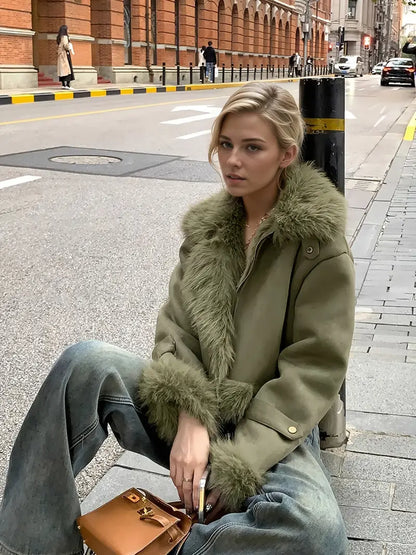 Green fur jacket