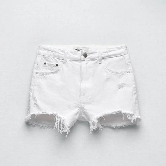 Z@ra white ripped shorts