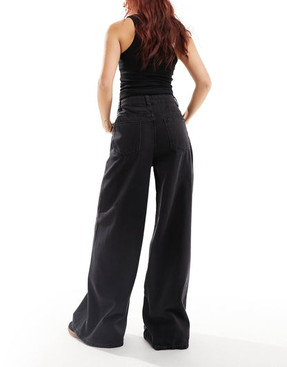 Asos Charcoal baggy Wide Leg denim