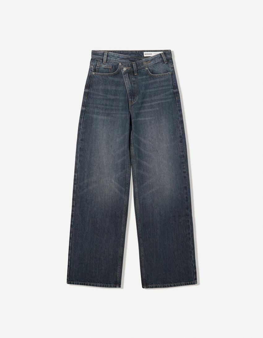 Cross Waisted Wide Leg Denim