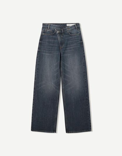 Cross Waisted Wide Leg Denim