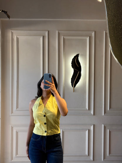 Butter Yellow Halter Neck Top