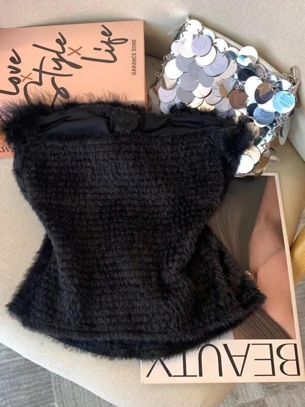Furry Paded Tube Top